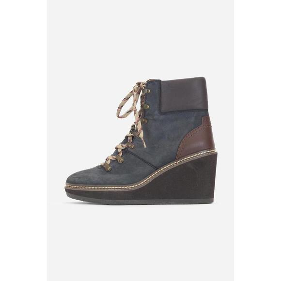 See By Chloe Navy And Brown Wedge Suede Boot - Picture 1 of 6